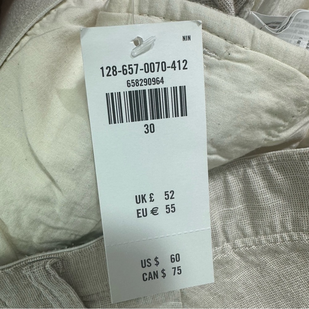 ABERCROMBIE & FITCH 7" Plain Front Shorts Tan Cotton/Linen Comfort Band - Picture 4 of 8